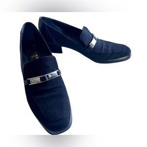 Rangoni Firenze Black Heeled Loafers Size 7.5 AA